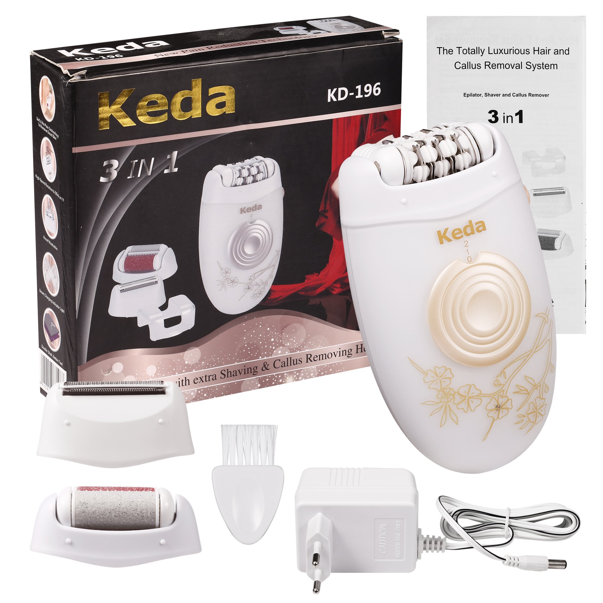 Yivans KD-196 Epilierer Dreifachfunktion weiß/gold