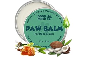 Poop Mate Dog Paw Balm & Nose Balm – Natural, Lick-Safe Paw Care for Dogs – Moisturizing Snout Cream with Coconut Oil, Shea Butter & Vitamin E – Protects Cracked Pads & Dry Noses – 2 oz