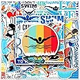 100 Pcs Swimming Stickers, Vinyl Waterproof Swimming Stickers for Water Bottles, Laptop, Notebook, Scrapbook, Luggage, Cell Phone, Helmet