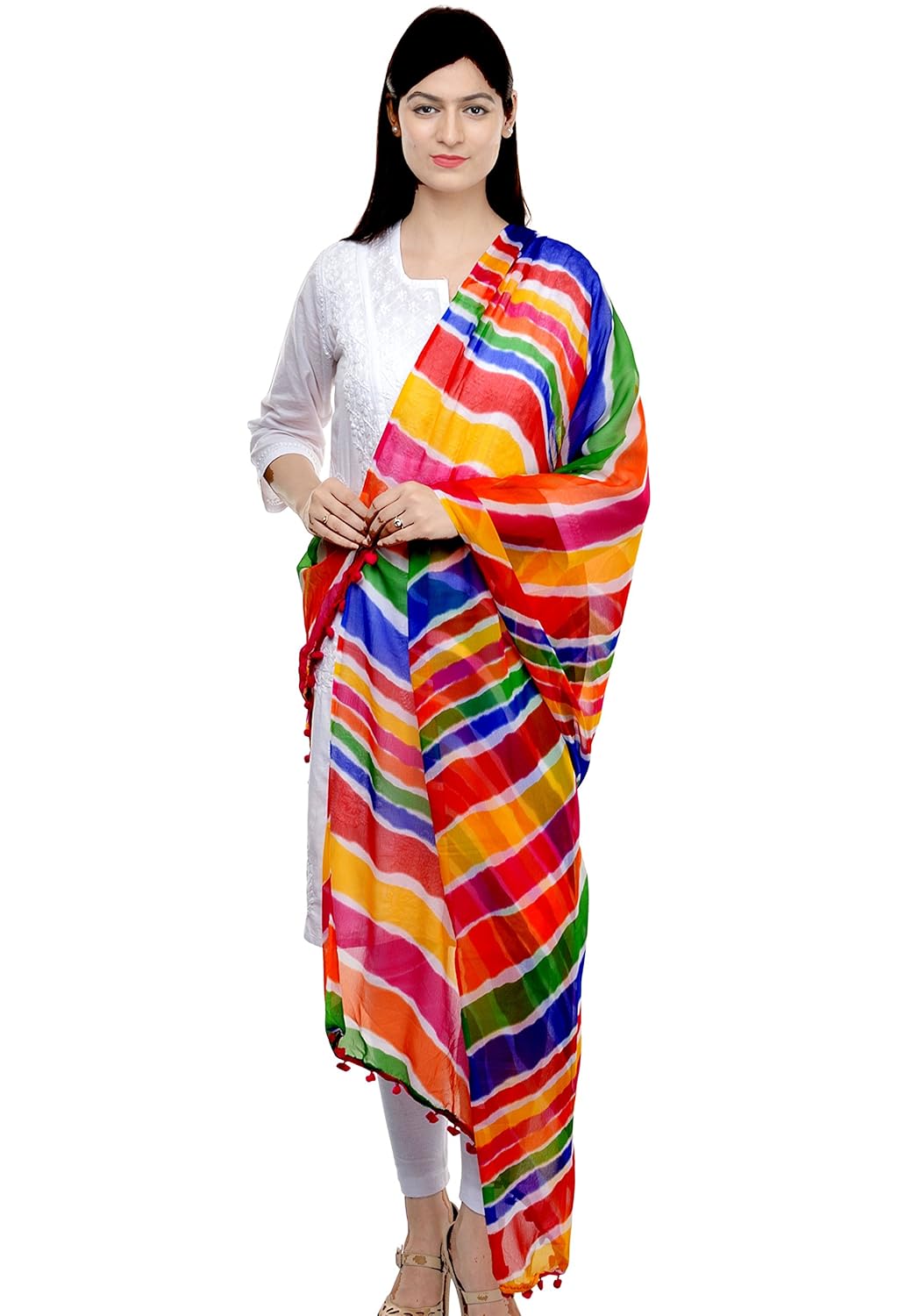 weavers villa&reg; printed faux chiffon dupattas multicoloured women's dupatta , scarf, stole
