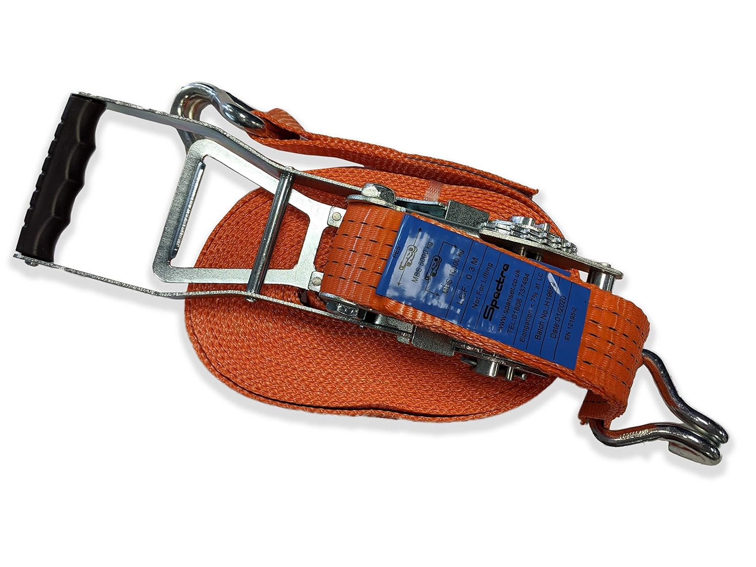 SpanSet Spectre 5tonne Ergo Ratchet Lashing Strap 10m with claw hooks