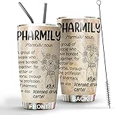 MEDROC Pharmacist Gift For Women - Tumbler Stainless Steel 20oz Straw Lid, Pharmacy Appreciation Week Gifts For Tech Assistant Doctor Staffs Employees Coffee Cups (PD01)