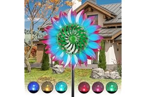 JKIMK Wind Spinners Outdoor-Wind Art-Wind Sculptures & Spinners-Garden Gifts Women 75 in Multi-Color Led Glass Ball for Patios Parks Sidewalks Backyard Lawn Decorations