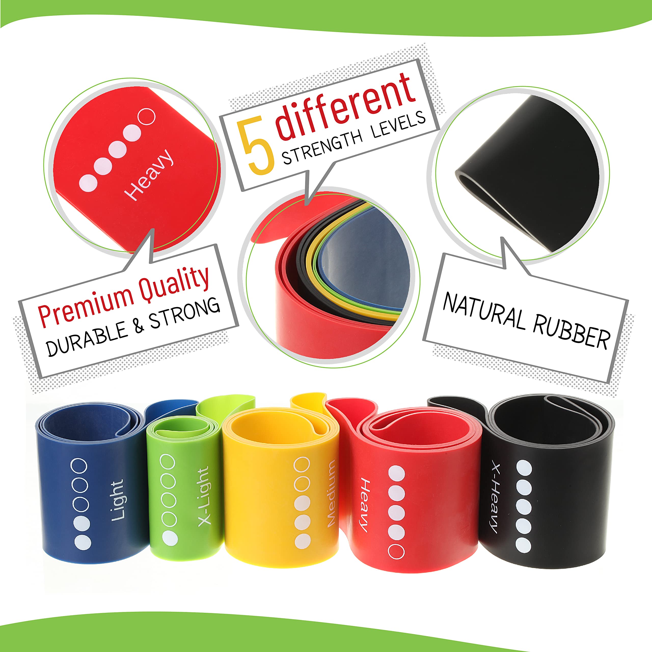 Mr. Pen- Resistance Bands, Pack of 5 Different Resistance Levels, Exercise Bands Resistance, Bands for Working Out, Workout Bands Resistance, Elastic Bands for Exercise, Fitness Bands, Stretch Bands