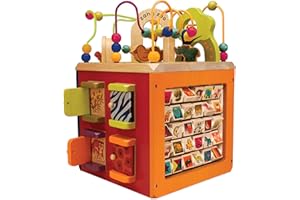 B. toys – Wooden Activity Cube – Activity Center – Educational Toys – Wooden Toys For Toddlers, Kids – 1 Year + – Zany Zoo