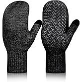 Rahhint Alpaca Wool Mittens for Women Men Double Layer Fleece Lining Winter Gloves Touch Screen Windproof Warm Gloves Gifts Size-L