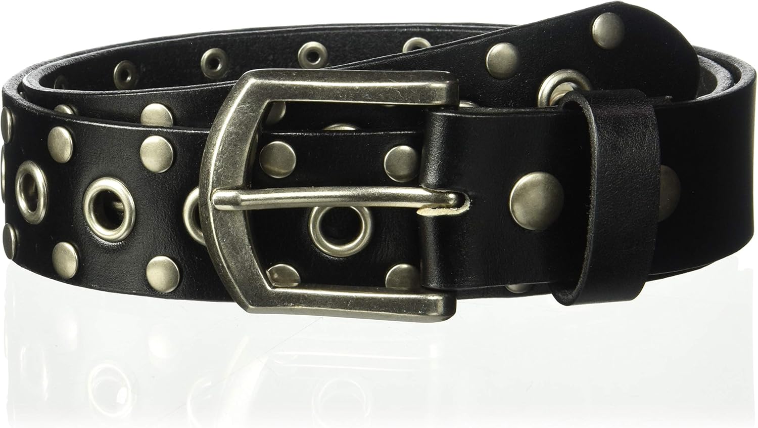 Casual Riveted Studded Grommets & Studs Solid Leather Belt at Amazon