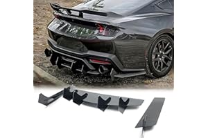 skkyoro Rear Bumper Diffuser for Ford Mustang 2015-2023 V2 Style Glossy Black ABS Rear Spoiler Lip Only Fit with Dual Exhaust Version（Drilling is Required） (for Dual Exhaust Version)