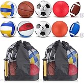 Deekin 12 Pcs Assorted Sport Ball Set for Youth Adult Official Size Basketball Football Volleyball Soccer Baseball Playground Ball with Bag and Pump Gifts Back to School