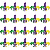 AUGSUN 30pcs Mardi Gras Fleur De Lis Iron On Patches Embroidered Sew Applique Repair Patch Mardi Gras Mystery Mask DIY Crafts for Clothing Jacket Jeans Pants Dress Backpack Hat Decorations