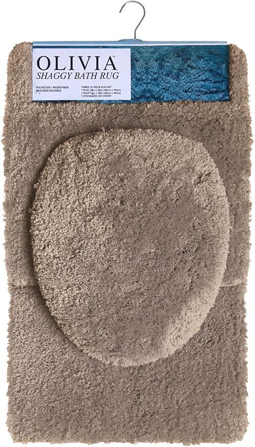 Amazon Com Popular Bath Bath Rug Shaggy Olivia Collection 3 Piece Set Taupe Home Kitchen