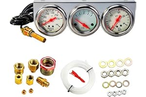 Tcwhniev 3 in 1 Triple Gauge Kit, Car Meter Auto Gauge, Temp Gauge Temperature Oil Pressure Gauge Sensor 51mm Size (Oil: 0-10