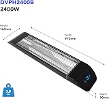 Devola 2400W Infrared Patio Heater Wall Mounted IP65 WiFi LED Timer Remote view 4