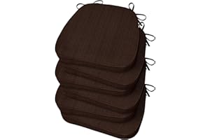 Basic Beyond Chair Cushions for Dining Chairs, D-Shaped Kitchen Chair Cushions with Ties Set of 6, 2.5" Thick Seat Cushions for Dining Room/Kitchen Chairs, 17" x 16", Brown