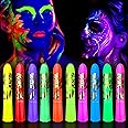 10 Color Glow in The Dark Face Paint,UV and Black Light Neon Face and Body Painting Set Mardi Gras Halloween Masquerade Black Light Birthday Party Masquerade Party Supplies (10 COLORS)
