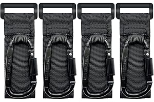 DEIHAALEN 4 Pcs Baby Stroller Hook, Carry 30 lbs per Stroller Carabiner Clip, Adjustable Baby Stroller & Car Seat Hook for Hanging Diaper Bag, Wheelchair,Golf cart, Shopping and Pet Cart