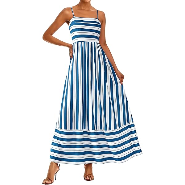 chinese dress ladies CUPSHE Women's Striped Ruched Maxi Dress Sweetheart Neckline Flounce Hem  Black White at Amazon Women's Clothing store