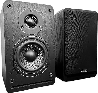 Roxel RBS-300 Passive Bookshelf Speaker Black Wood Effect 4 inch Woofer 1 inch
