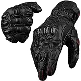 J.A.G. Leather Motorcycle Gloves for Men - Carbon Fiber Knuckle Protection, Motorbike Powersports, Dirt Bike, Touchscreen Gloves for Men and Women, Guantes para Moto.
