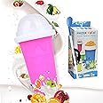 Slushy Maker Cup - Quick Frozen Magic Smoothie Cup for Ice Cream Make your Day Cool - Portable Squeeze Ice Cup (Pink)