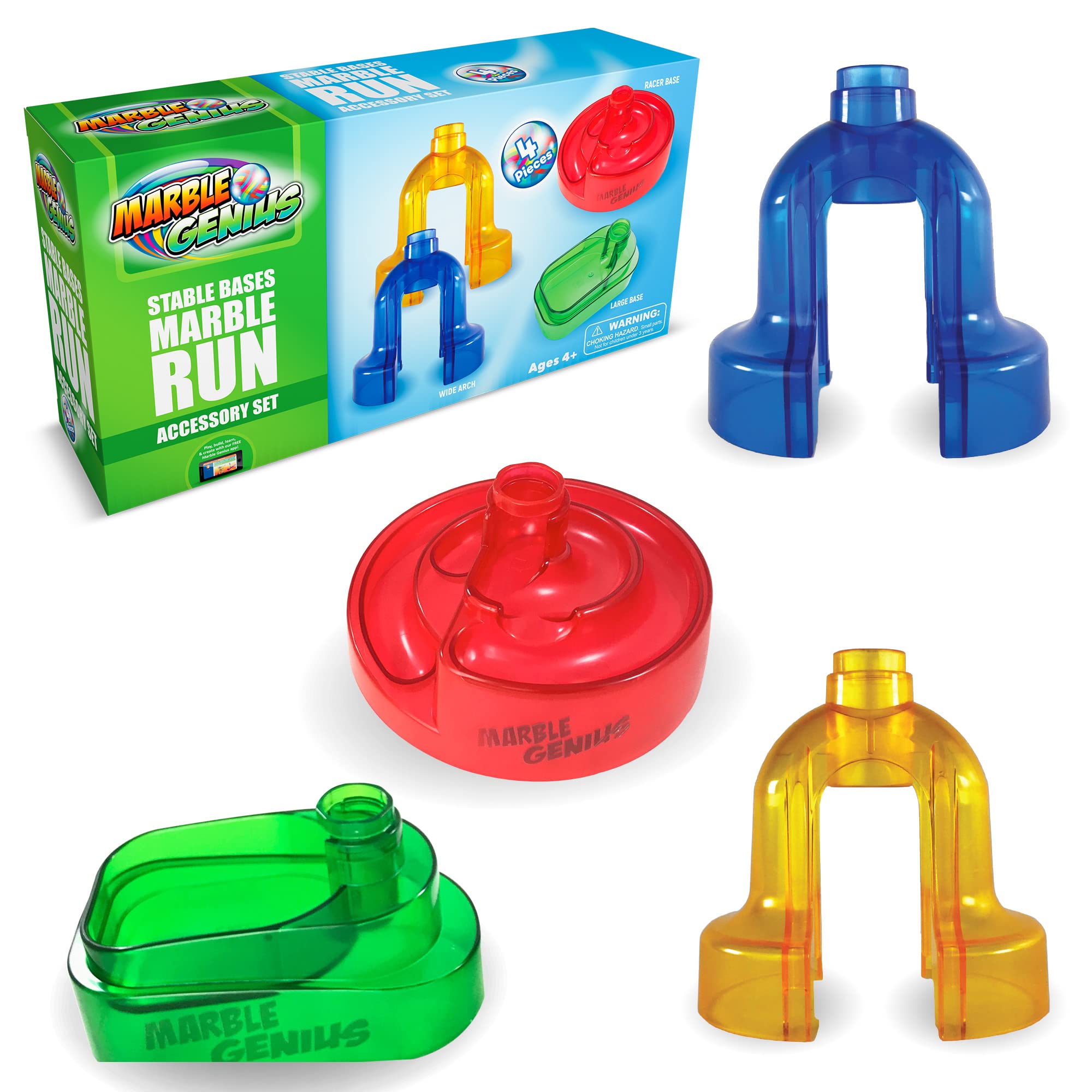 Marble Genius Stable Bases 4Piece AddOn Set Take Your Marble Run to