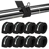 Realure 8 Pcs Fishing Rod Straps Adjustable Neoprene Ties Elastic Fishing Rod Tackle Belt Ties Casting Rod Straps for Fixed Casting Rods &amp; Spinning Rods &amp; Fly Rods Wrap Protectors