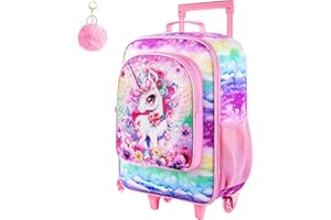 TXHVO 18" Girls Suitcase, Kids Carry on Luggage With Wheels, Unicorn Suitcases for Toddler Children(Pink)
