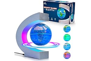 USA Toyz Gravity Globe Earth Ball and C Frame Set - Magnetic Levitating Lamp with Multicolor LED Lights, Spinning Rotating Floating Globe for Desk, Stand Compatible Gravity Planets