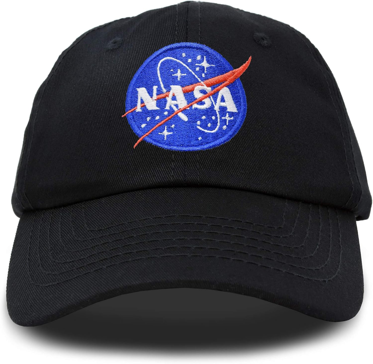DALIX NASA Hat Soft Baseball Cap Embroidered Space Meatball Logo in Black: Clothing
