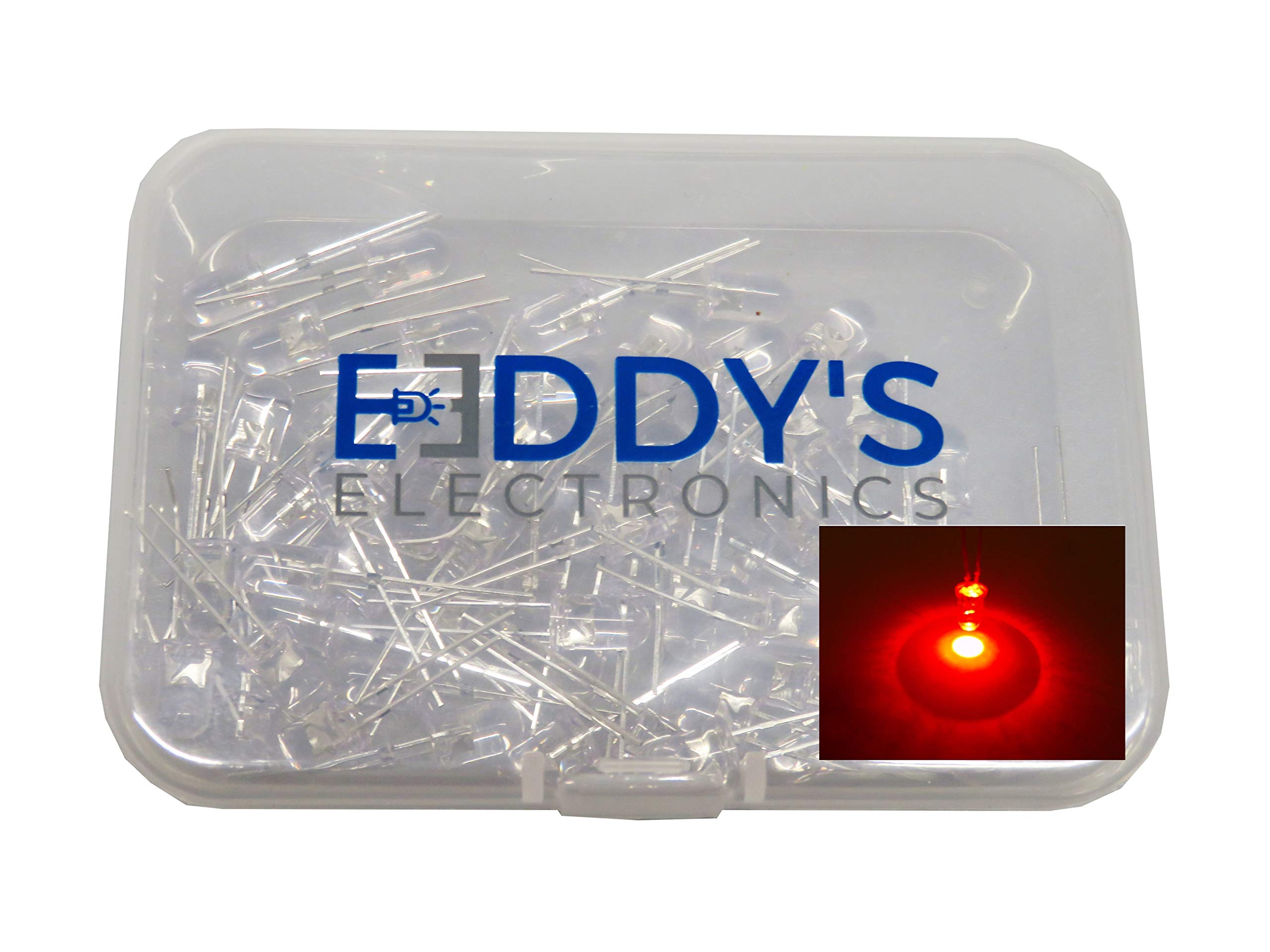 3v Clear Ultra Bright 3mm 5mm Round Water Clear LEDs Light Emitting Diode (Red, 5mm - 50 Pieces)