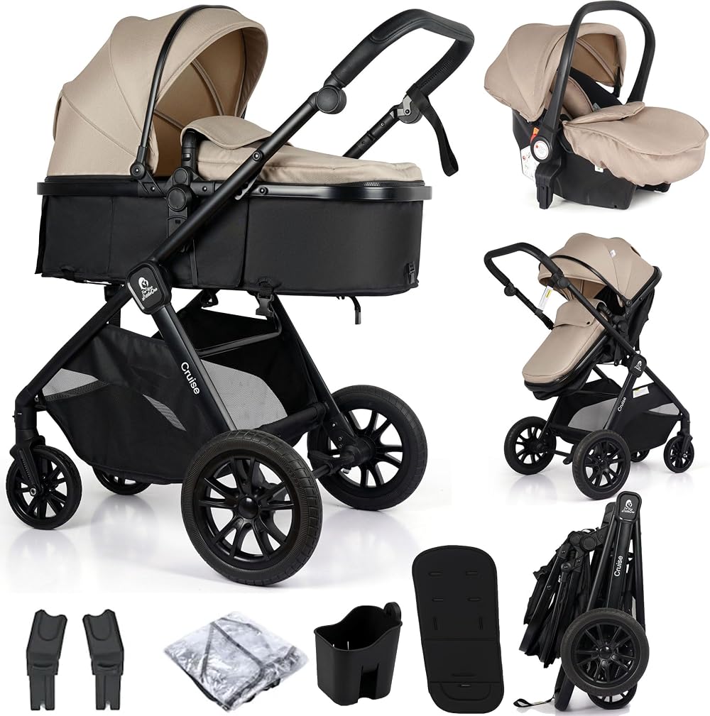For Your Little One Cruise 3-in-1 Travel System with i-Size Car Seat Dune Beige