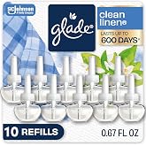 Glade PlugIns Air Freshener Refills, Clean Linen, 10 Count | 0.67 fl oz Each, Includes 10 Refills, Scented and Essential Oils for Home and Bathroom Use, Fits Glade PlugIn Warmer