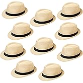 Haysandy 10 Pack 1920s Fedora Hats for Men Short Brim Sun Panama Hats for Men Women Party Costume