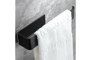 YIGII Hand Towel Holder - Adhesive Hand Towel Bar, Black Bathroom Towel Rack Peel and Stick on Towel Holder
