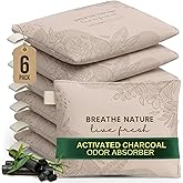 Activated Bamboo Charcoal Bags Odor Absorber for Strong Odor (6 Pack) - Air Purifying Bag & Closet Deodorizer - Car Odor Eliminator - Bamboo Charcoal Freshener for Home, Car, Bathroom & Shoes