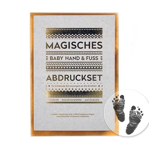 Magisches BABY ABDRUCKSET - keine Tinte, kein Gips! /// 4x Papier ca. 21x14 cm /// MEDIUM /// ausreichend für mind. 4 Hand- o