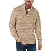 Aoysky Men's Stand Collar Sweater Thermal Button Pullover Sweater Tops Henley Knit Sweaters
