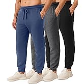 Real Essentials 3 Pack: Men's Cotton Fleece Jogger Sweatpants – Casual Comfy Athletic Pants with Pockets (Big & Tall)