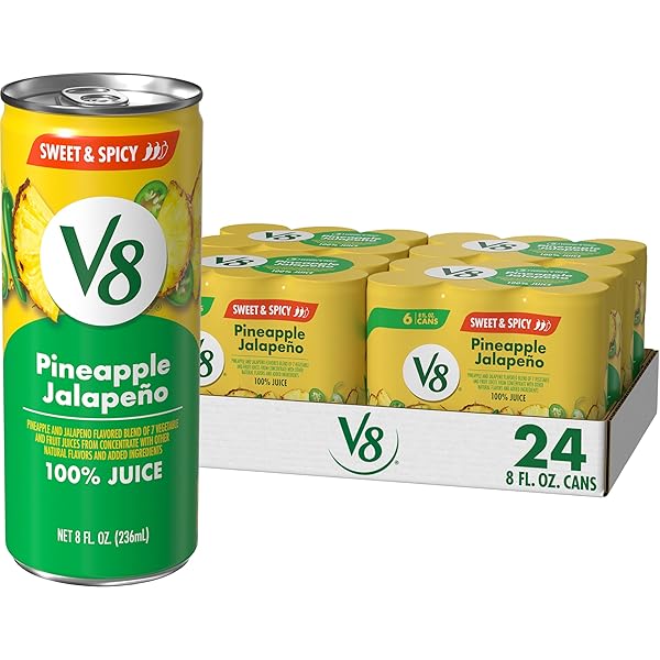 V8 PINEAPPLE JALAPENO 100% FRUIT AND VEGETABLE JUICE,...