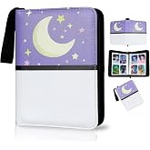 Collectible Trading Card Albums,4 Pocket Card Binder, 400 Double Sided Pocket,PU Premium Zip Trading Card Binder for TCG, MTG,Sports Cards (Purple White)