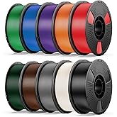 UJOY3D 10kg Hyper PLA+ 3D Printer Filament Bundle, Upgraded PLA+ Filament 1.75mm, 1kg Spool 10 Pack, Black+Cream White+Grey+Red+Cobalt Blue+Green+Christmas Green+Orange Yellow+Coffee Brown+Iris Purple