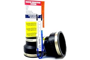 HEALTHY AIR SOLUTIONS Radon Fan Installation Kit (Rubber couplings, manometer and system labels) (3x4, Black)