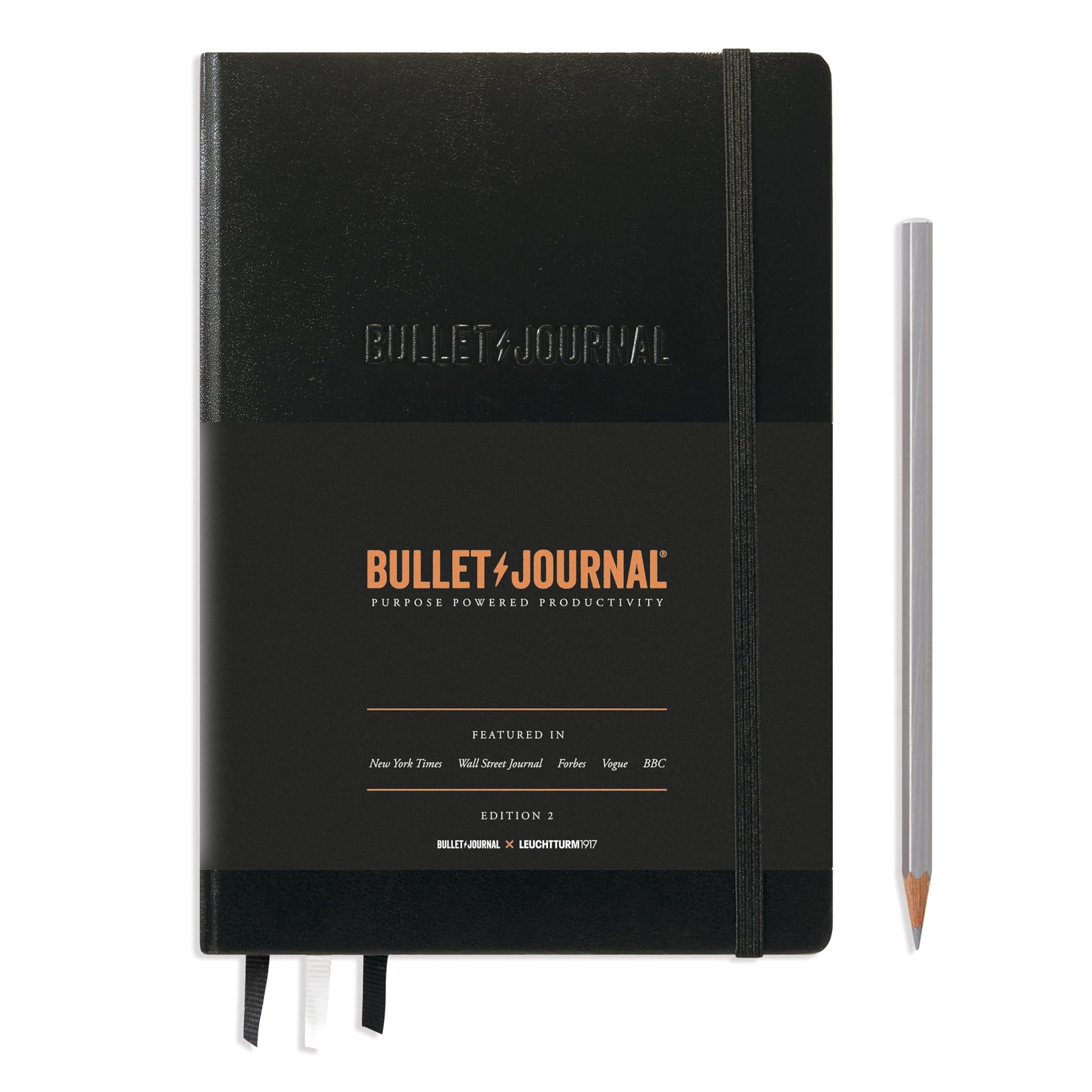 LEUCHTTURM1917 363572 Bullet Journal Edition 2, Medium (A5), Hardcover, 206 Numbered Pages, Black, Dotted with 120g/sqm Paper