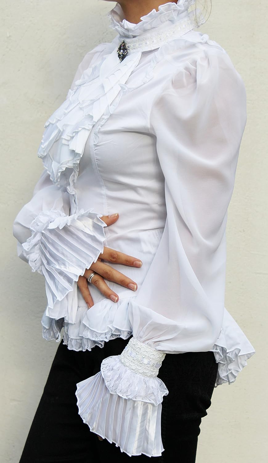 RQ-BL Volantes de Blusa Manga Larga Gothic Lolita V Kei Lolita Barroco Color Blanco Weiß XS: Amazon.es: Ropa y accesorios