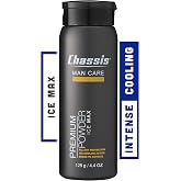 Chassis Ice Max Premium Body Powder for Men, Natural Deodorant with 10x the Cooling Sensation, Anti-Chafing Powder with Odor-Absorbing Formula, Free of Talcum Powder, Parabens, and Menthol