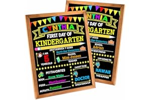 BAODLON First Day of School Sign - First Day of School Board - 14 X 11 Inch Double-Sided, First & Last Day of School Chalkboard with Frame for Kid, Back to School Supplies for Preschool Kindergarten 1st Grade