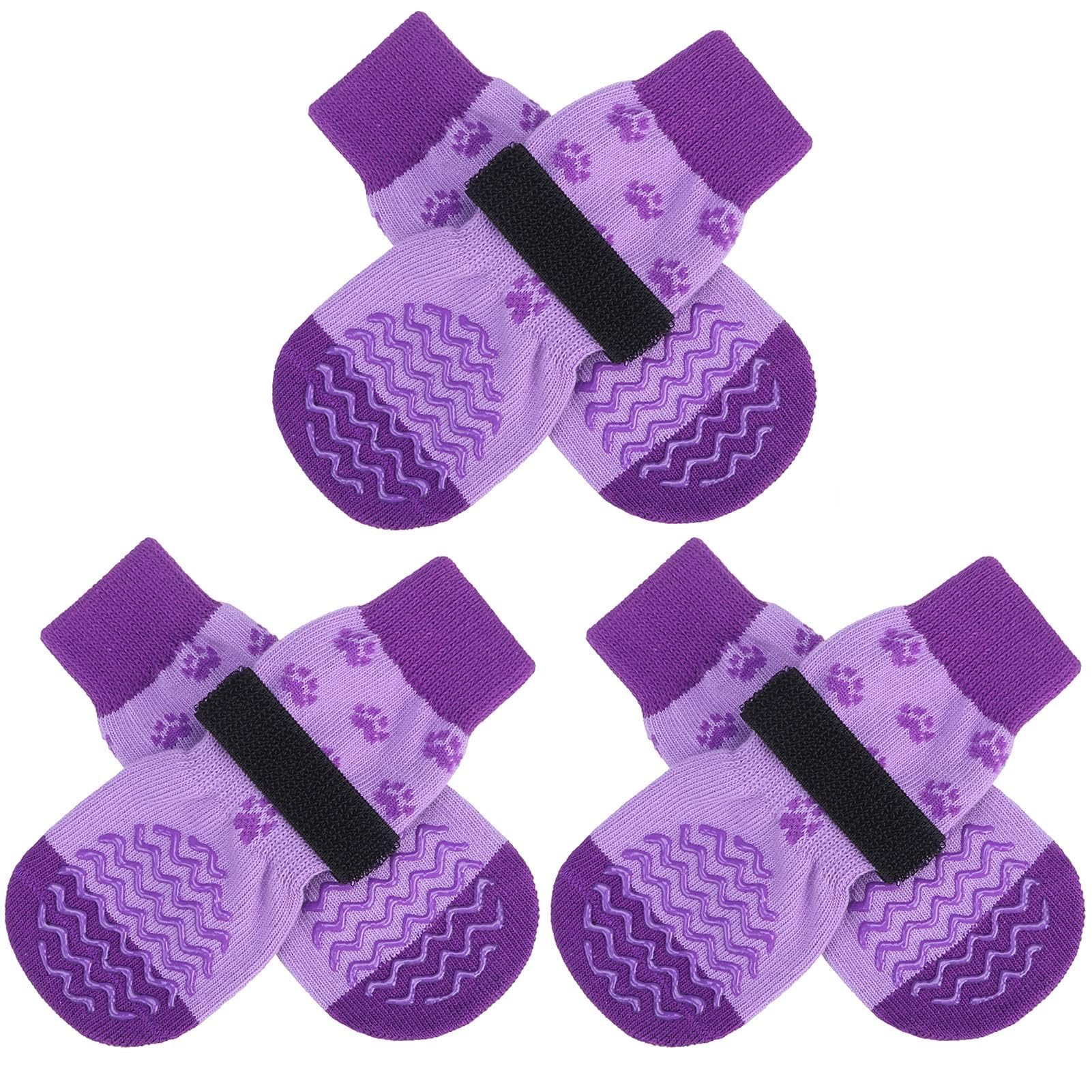 Photo 1 of EXPAWLORER 6Pcs Anti Slip Dog Socks to Prevent Licking Paws, Dog Shoes for Hot Pavement, Double Sides Dog Boots & Paw Protectors Booties for Hardwood Floors with Grippers Small Medium Large Senior Dog