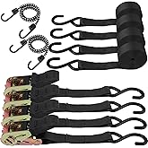 HORUSDY Ratchet Straps, 2,200 LB Break Strength, 4-Pack 15FT Ratchet Tie Down Straps Set for Motorcycle Straps Tie Downs, Appliances, Lawn Equipment, Cargo Straps for Trucks. (Black)