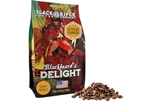 Black Rifle Coffee Company Blackbeard's Delight, 12oz Bag, Whole Bean Dark Roast - Roasted Blend Made from Arabica Beans - Colombian & Brazilian Beans - Veteran Founded & American Made
