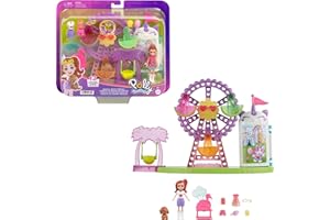 Polly Pocket Doll & Playset, Tropical Treats Carnival Food-Themed Toy Includes 3-inch Doll, 1 Puppy, 10 Accessories & Spinning Ferris Wheel